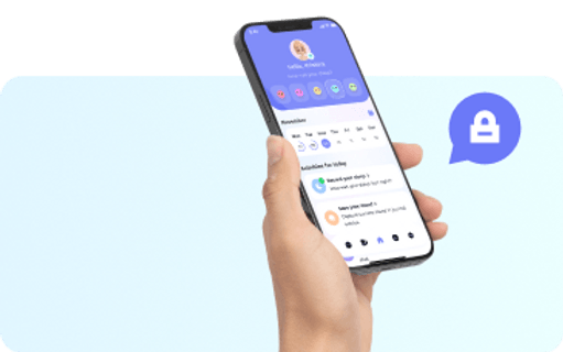 Secure — end-to-end encrypted phone screen with lock